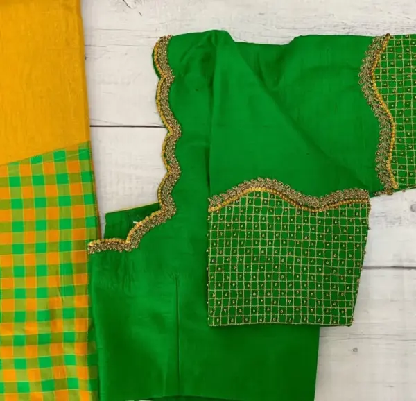Statement Elegance – Dark Green Premium Maggam Work Blouse