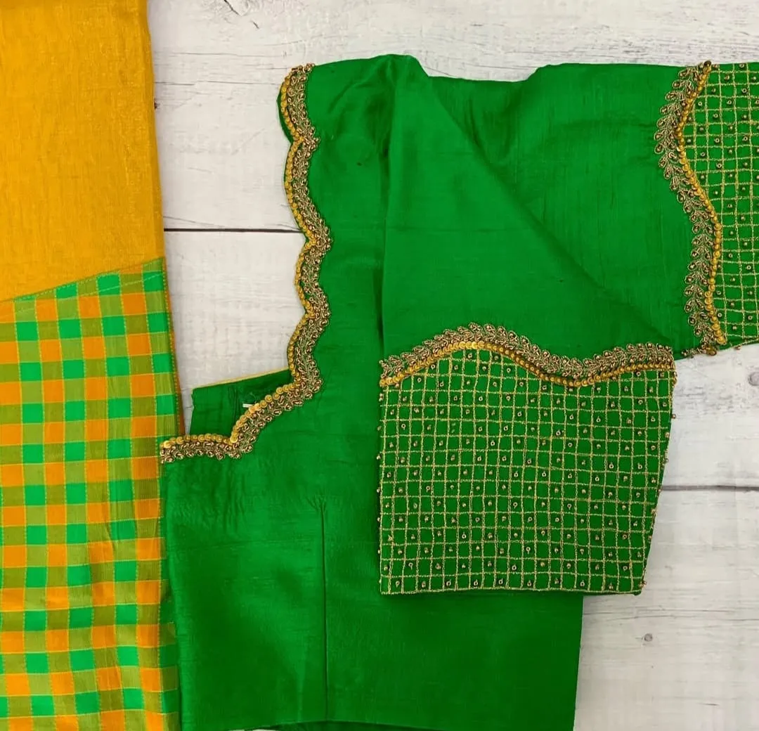 Statement Elegance – Dark Green Premium Maggam Work Blouse