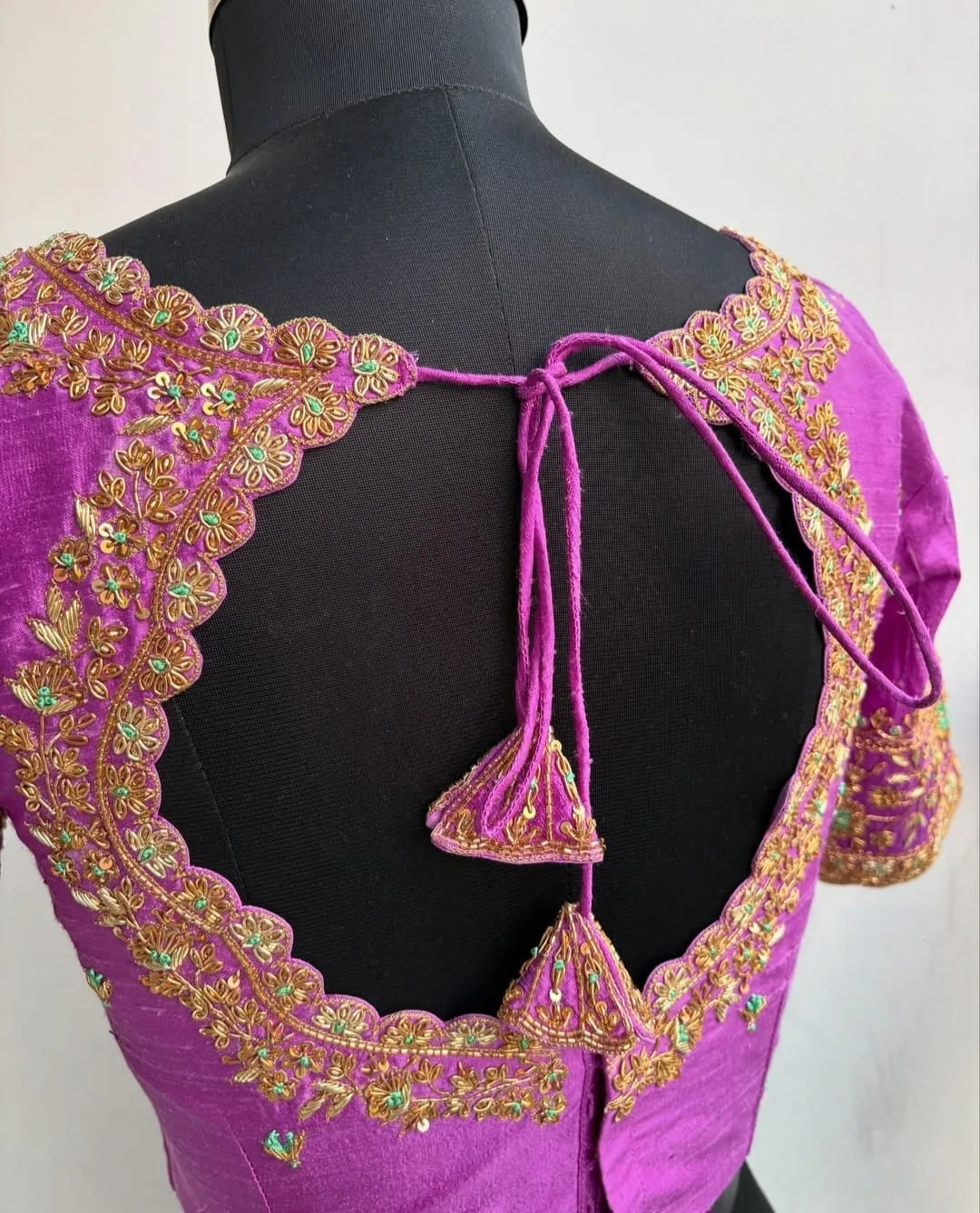 Statement Look – Lavender Raw Silk Zardosi Bridal Blouse