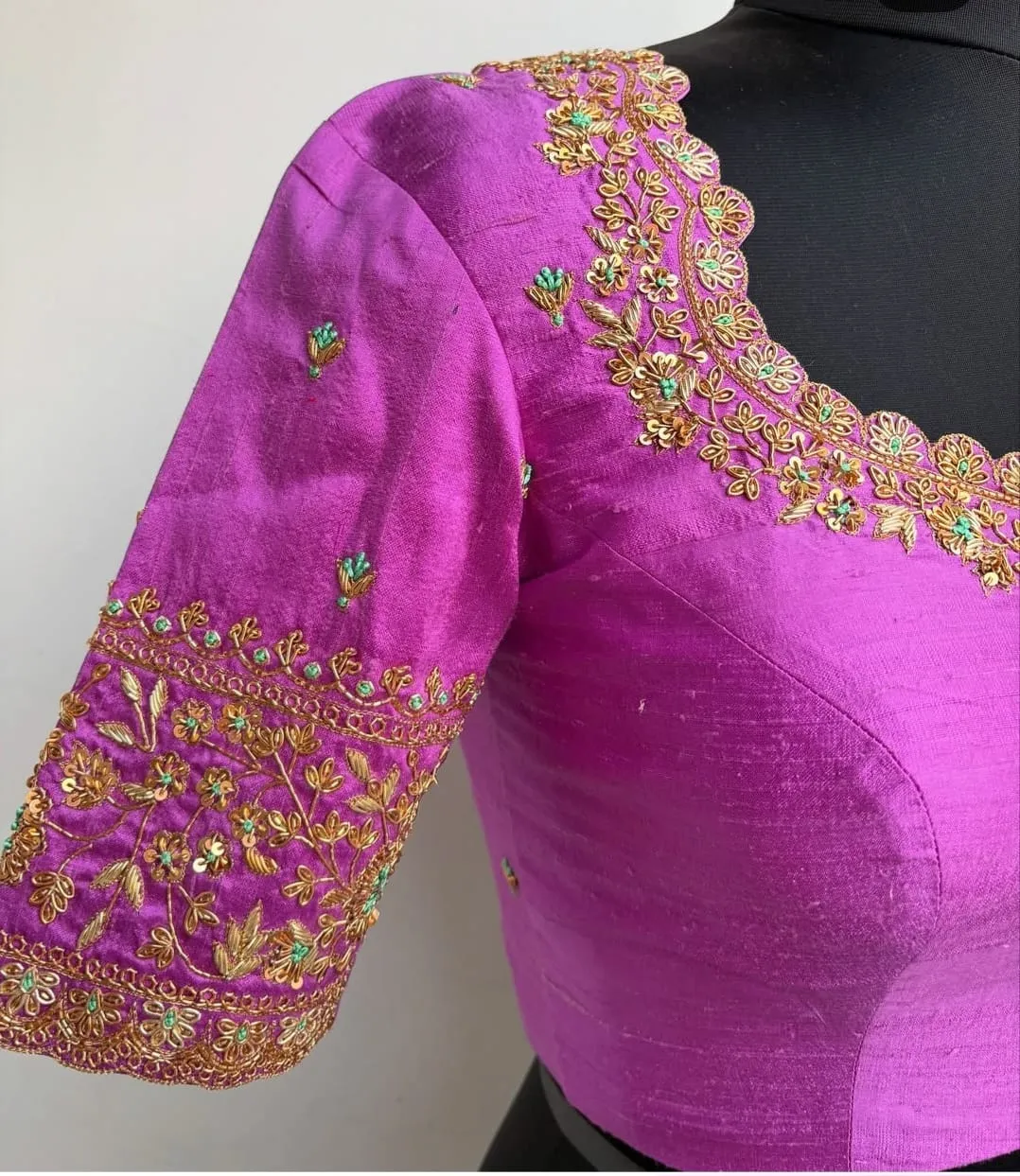 Statement Look – Lavender Raw Silk Zardosi Bridal Blouse