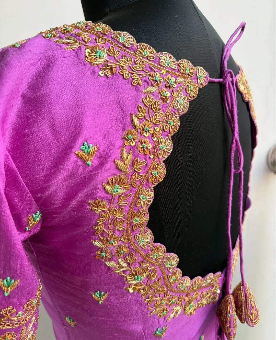 Statement Look – Lavender Raw Silk Zardosi Bridal Blouse