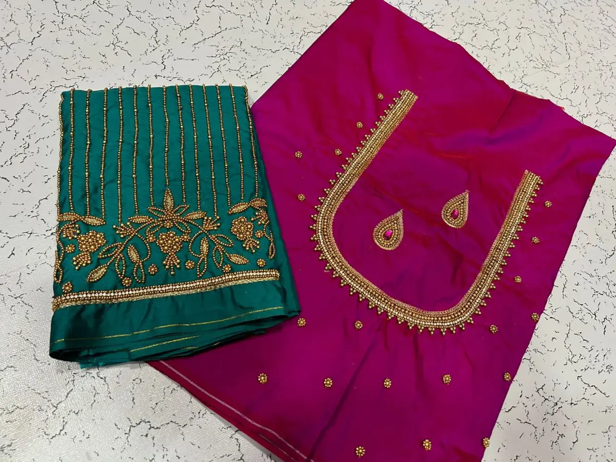 Stylish Statement – Lines Aari Work Blouses at Unbeatable Offer Prices