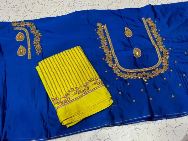 Unbeatable Elegance – Trending Lines Border Aariwork Bridal Blouse