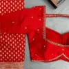 Chic Red Aliya Cut Blouse with Minimal Maggam Work – Style Redefined