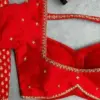 Chic Red Aliya Cut Blouse with Minimal Maggam Work – Style Redefined