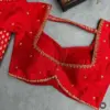 Chic Red Aliya Cut Blouse with Minimal Maggam Work – Style Redefined