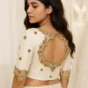 Elegant Creme Raw Silk Blouse – Timeless Designer Aariwork for Weddings & Festive Looks