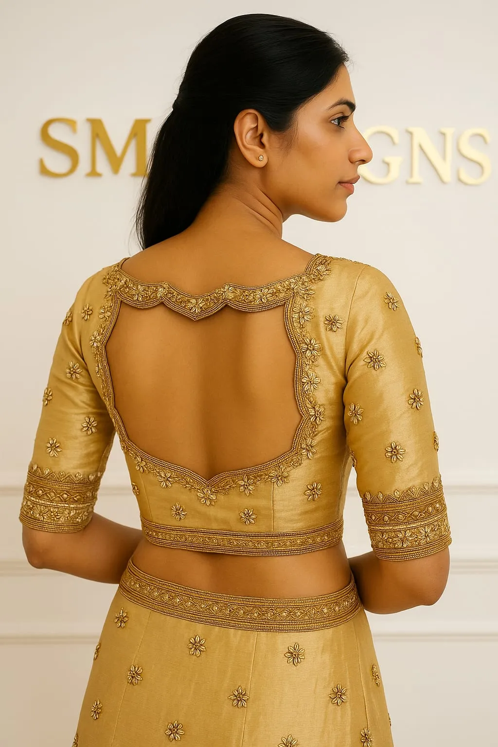 Elegant Half White Maggam Work Blouse – Premium Handcrafted Bridal Style for Every Occasion