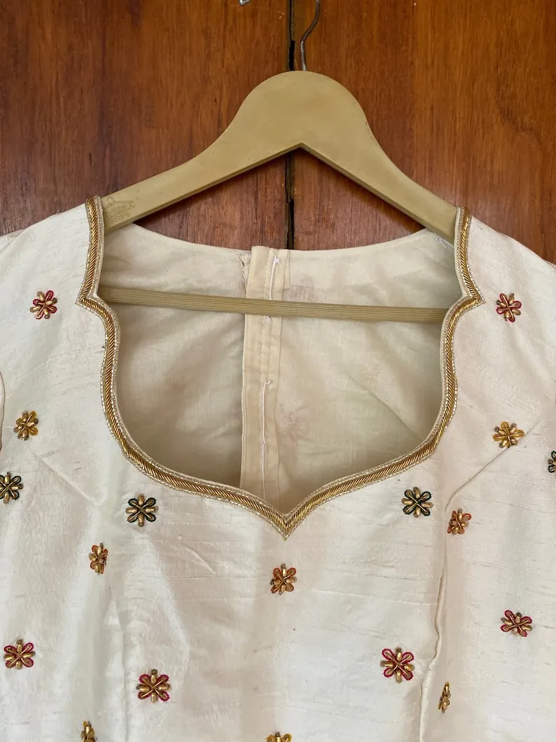 Elegant Half White Thread Work Blouse – Perfect Multipurpose Wear