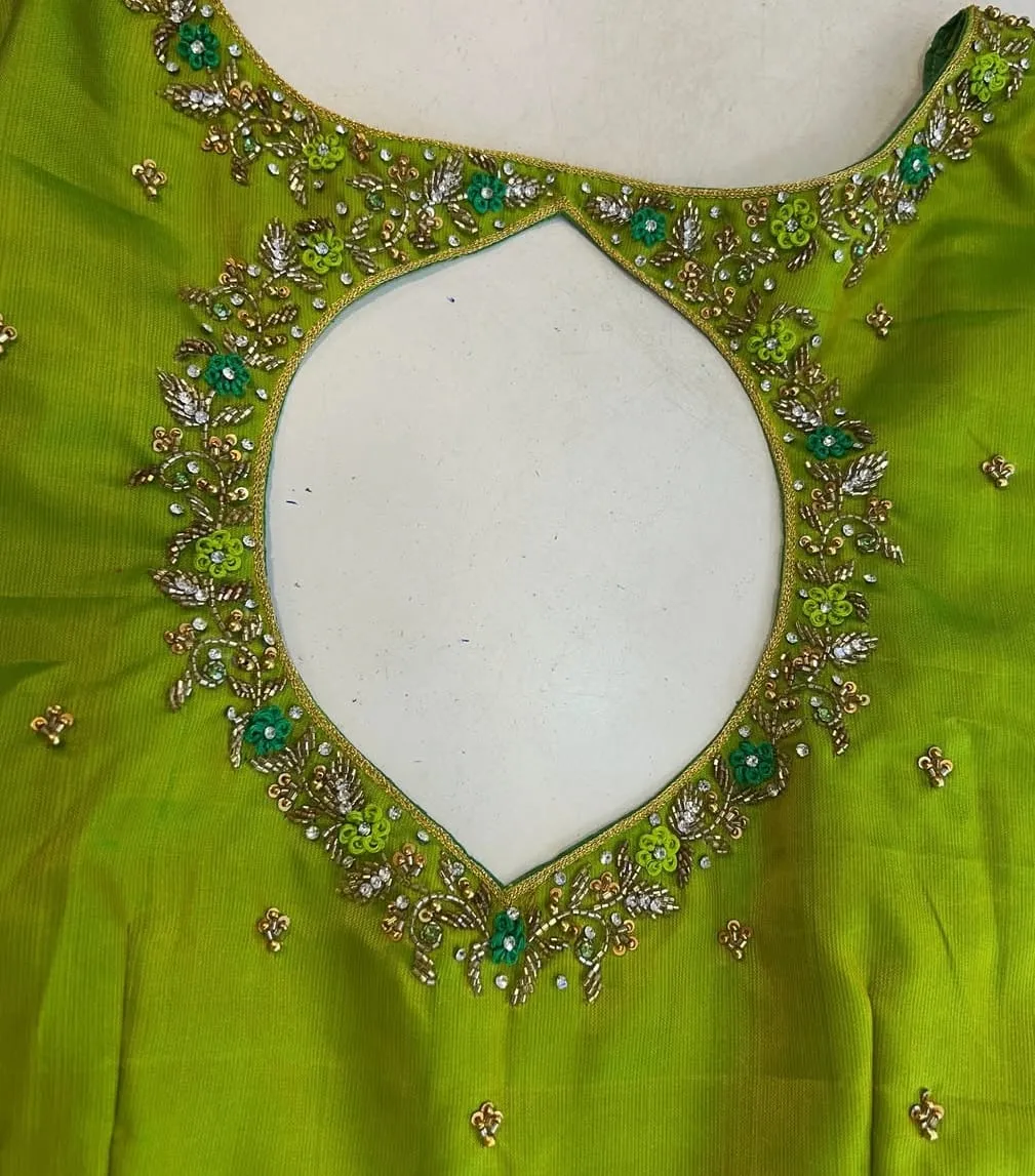 Graceful Pista Green Wedding Blouse – Designer Maggam Work Elegance