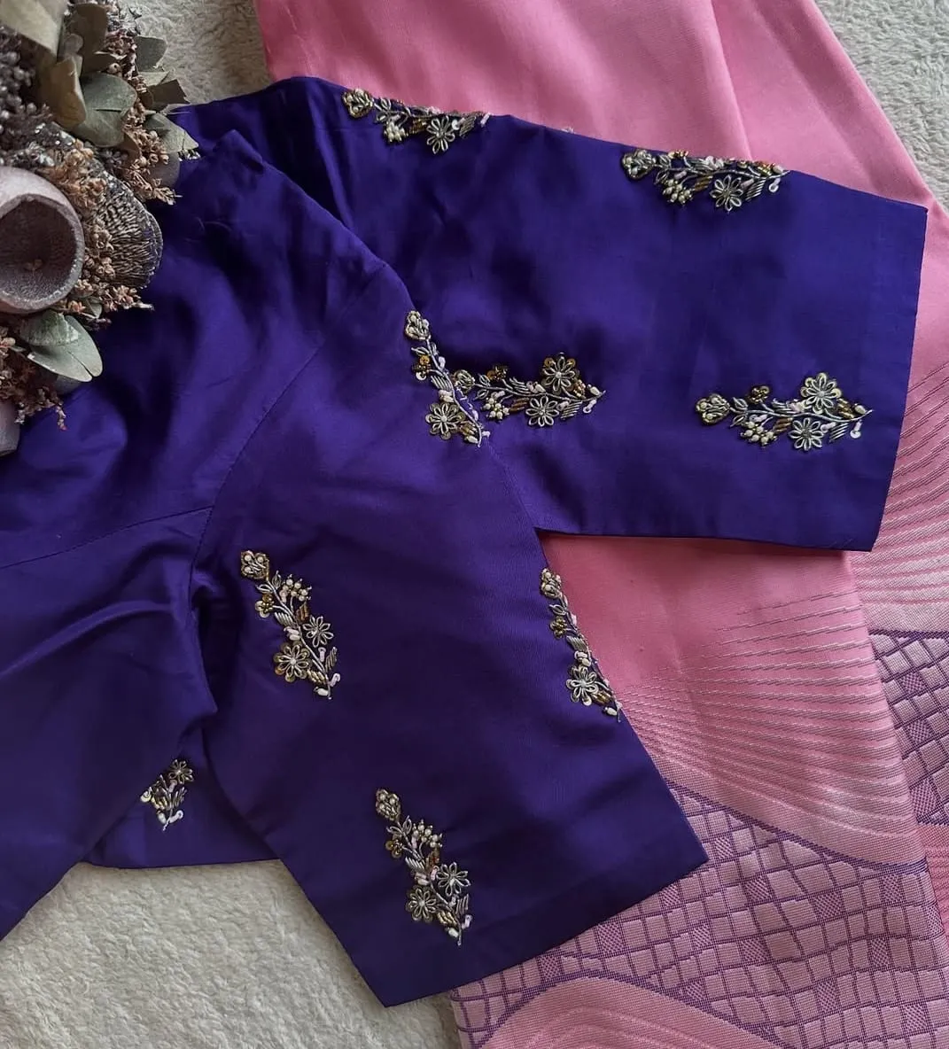 Navy Blue Designer Aari Work Blouse – Stunning Handcrafted Elegance for Weddings & Parties