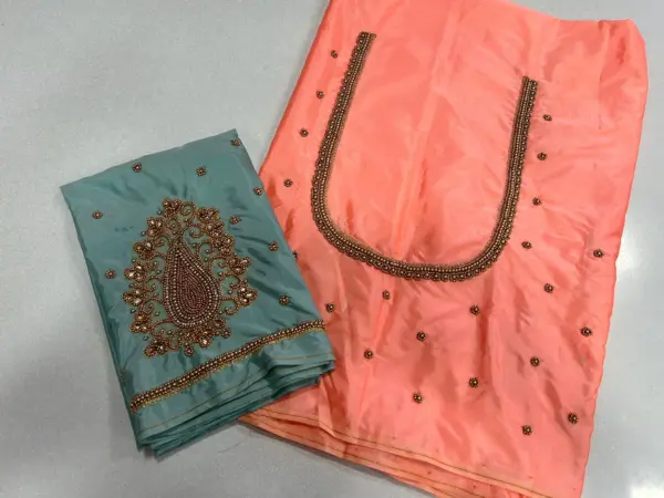 Peach Mango Delight: Beads Work Blouse at an Irresistible Offer!