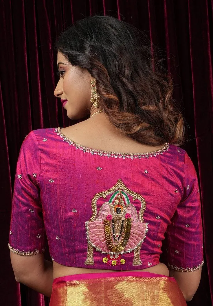 Regal Ammavari Idol Maggam Work Blouse – A Divine Traditional Masterpiece