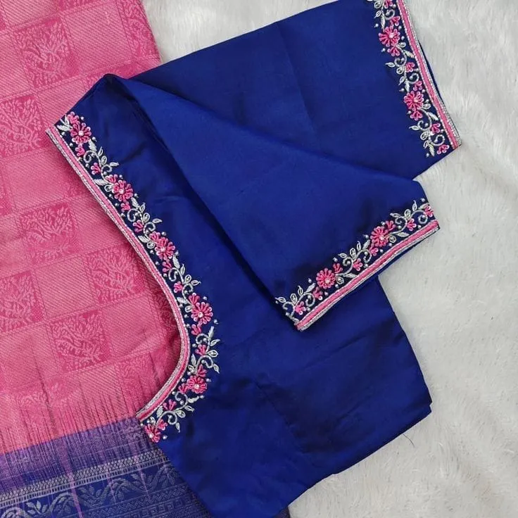 Royal Elegance: Minimal Work Blouse in Striking Blue