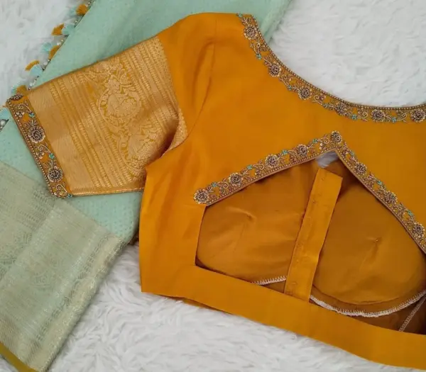 Royal Mustard Madhubala Wedding Blouse – Handcrafted Regal Elegance