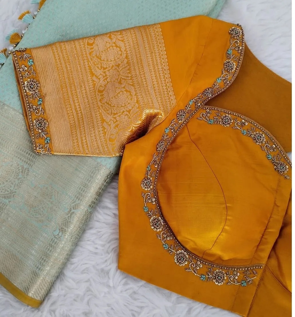 Royal Mustard Madhubala Wedding Blouse – Handcrafted Regal Elegance