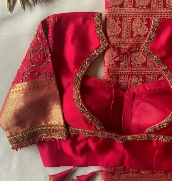 Stunning Red Bridal Maggam Work Blouse with Statement Designer Back