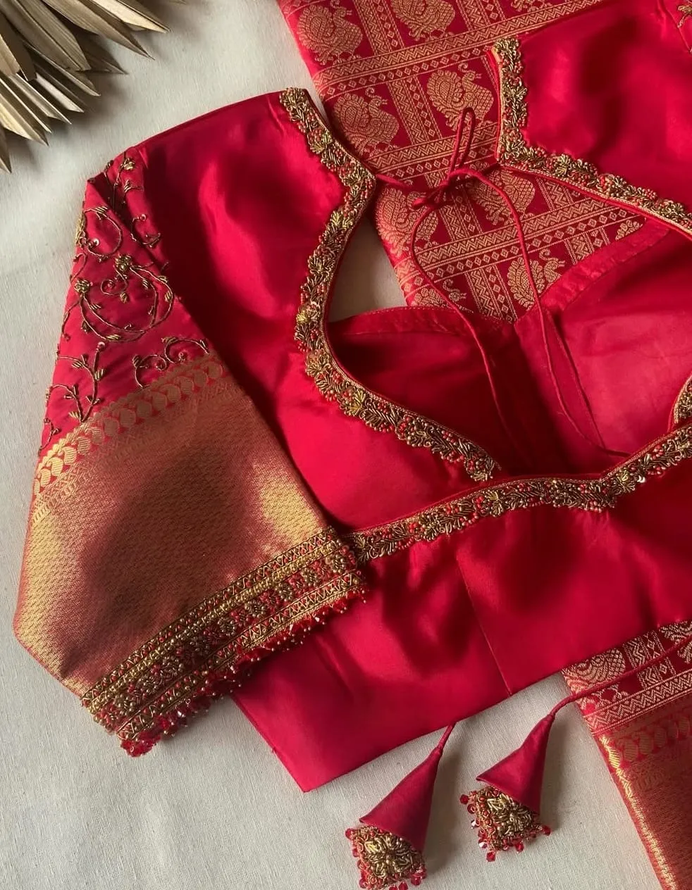 Stunning Red Bridal Maggam Work Blouse with Statement Designer Back