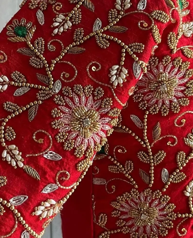 Stunning Red Bridal Maggam Work Blouse – Designer Elegance for Weddings
