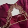 Timeless Beauty: Wine Designer Maggam Work Blouse with Trendy Checks