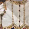 Timeless Elegance: Half White Raw Silk Blouse with Unique Maggam Craftsmanship