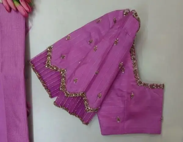 Baby Pink Net Minimalist Blouse Budget-Friendly Elegant Charm