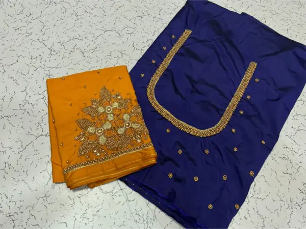 Blooming Elegance Floral Beads Maggam Work Blouse for Luxe Occasions