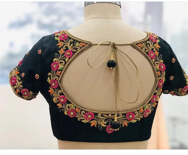 Bottle Green Luxe Maggam Work Blouse Latest Designer Bridal Pick