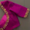 Bridal Pink Zardosi Maggam Work Blouse in Premium Raw Silk Designer Elegance for Wedding Day