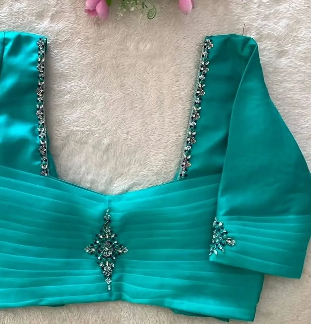 Chic Sky Blue Net Designer Blouse Minimal & Mesmerizing