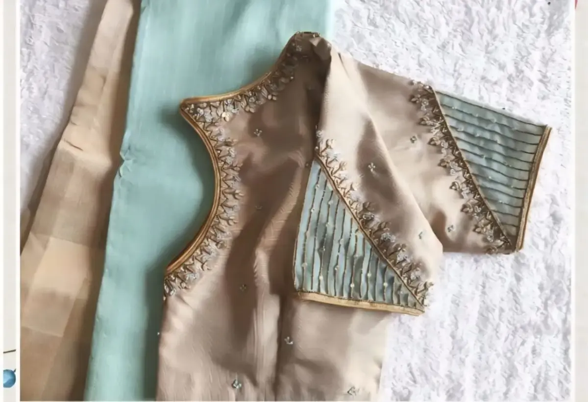 Classy Ivory Blouse – Minimal Line Detailing for a Chic Look