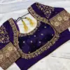 Designer Madhubala Cut Purple Blouse with Shoulder Detailing