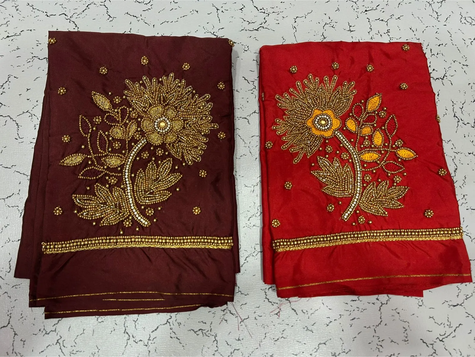 Divine Bloom Lotus Beads Aariwork Blouse at Special Offer Price