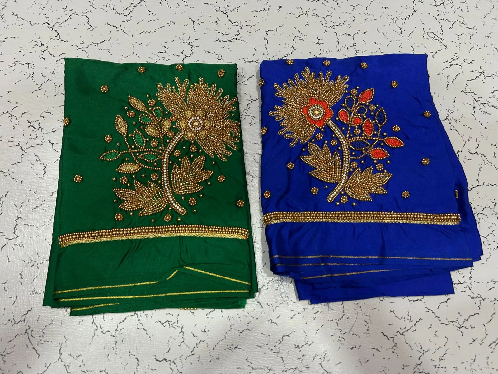 Divine Bloom Lotus Beads Aariwork Blouse at Special Offer Price