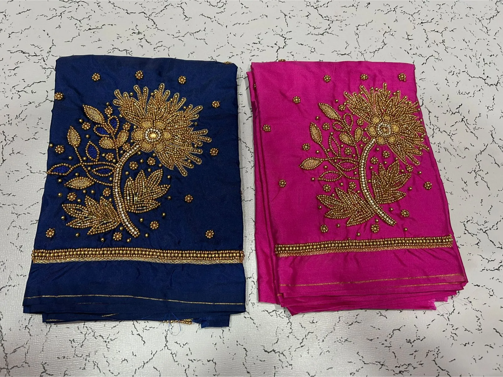 Divine Bloom Lotus Beads Aariwork Blouse at Special Offer Price