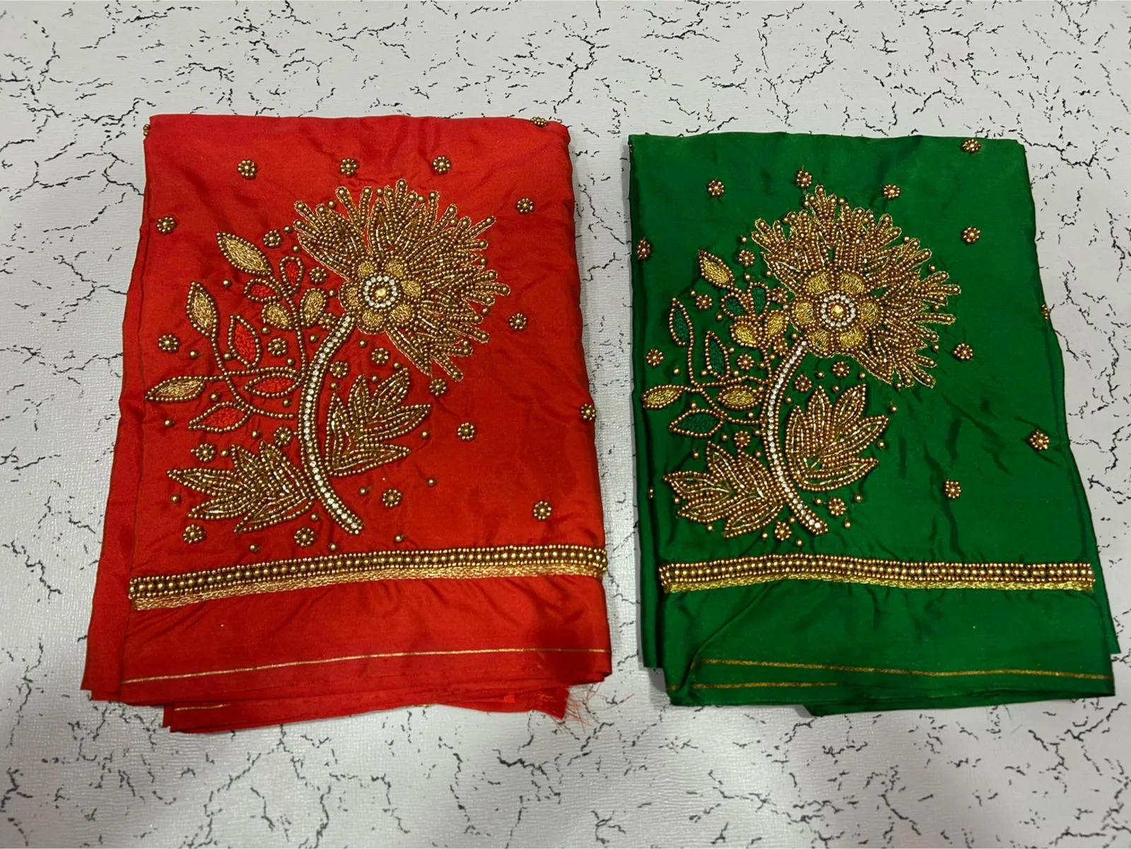 Divine Bloom Lotus Beads Aariwork Blouse at Special Offer Price