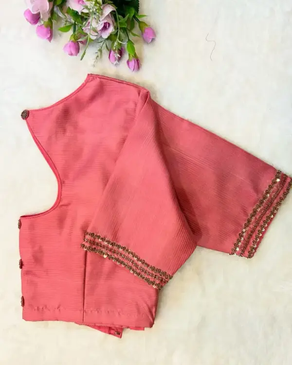 Elegant Charm: Orange Minimal Maggam Work Blouse Perfect Everyday Style!