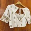 Elegant Half White Designer Zardosi Minimal Work Blouse Graceful Charm Redefined