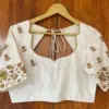 Elegant Half White Designer Zardosi Minimal Work Blouse Graceful Charm Redefined