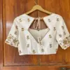 Elegant Half White Designer Zardosi Minimal Work Blouse Graceful Charm Redefined