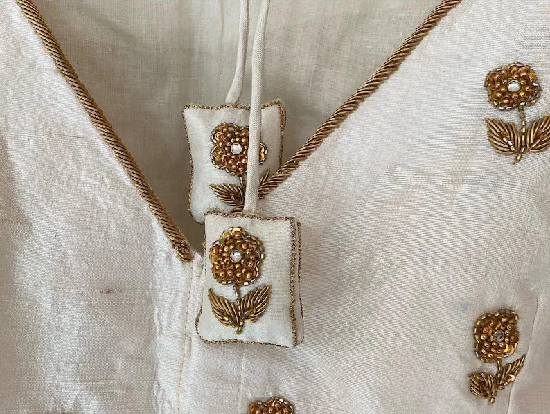 Elegant Half White Designer Zardosi Minimal Work Blouse Graceful Charm Redefined