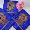 Elegant Peacock Bliss Blue Aari Work Blouse at Special Offer