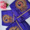 Elegant Peacock Bliss Blue Aari Work Blouse at Special Offer