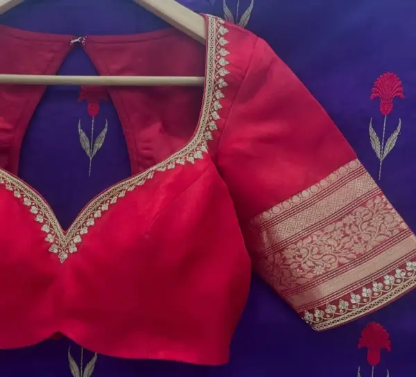 Elegant Red Minimal Bridal Maggam Work Blouse Timeless Charm for Modern Brides