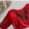 Enchanting Elegance Red Butterfly Net Maggam Work Blouse