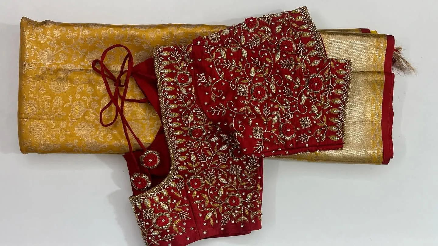 Exquisite Red Maggam Bridal Blouse – All Over Heavy Embroidery