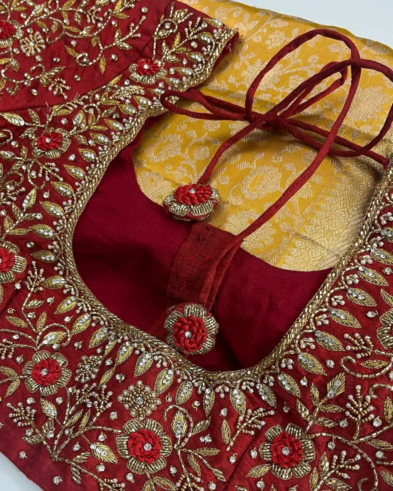 Exquisite Red Maggam Bridal Blouse – All Over Heavy Embroidery