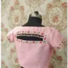 Flawless Baby Pink Partywear Blouse with Sleek Boat Neck Design