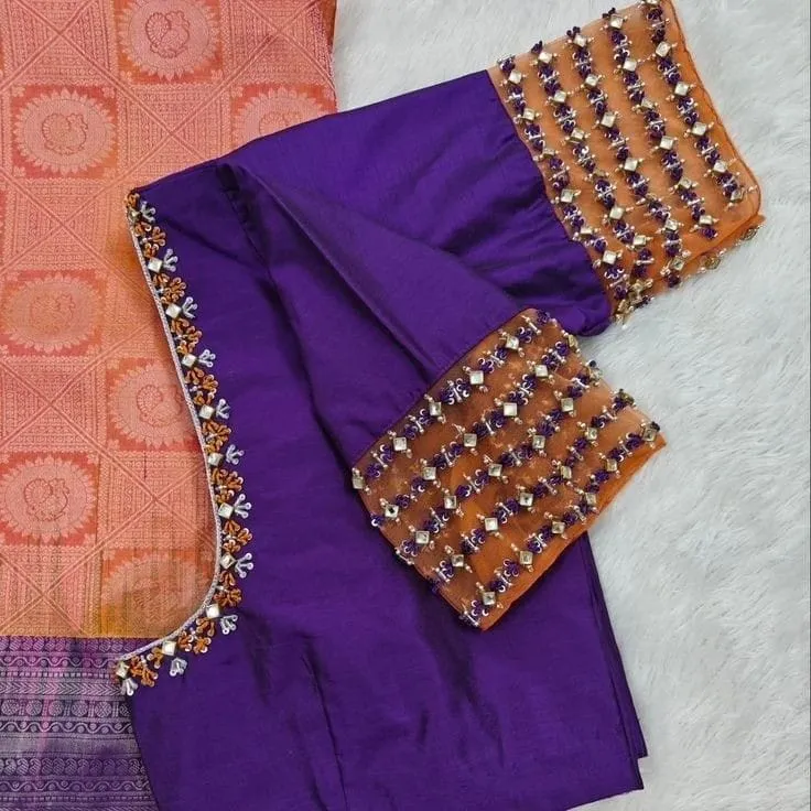 Glamorous Purple Net Maggam Work Blouse Perfect Party Wear Elegance