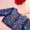 Glamour Unleashed: All-Over Pearl Embellished Blue Blouse